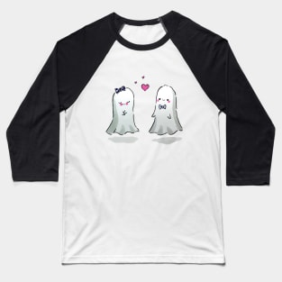 Cute Ghost Couple Fall in Love Baseball T-Shirt